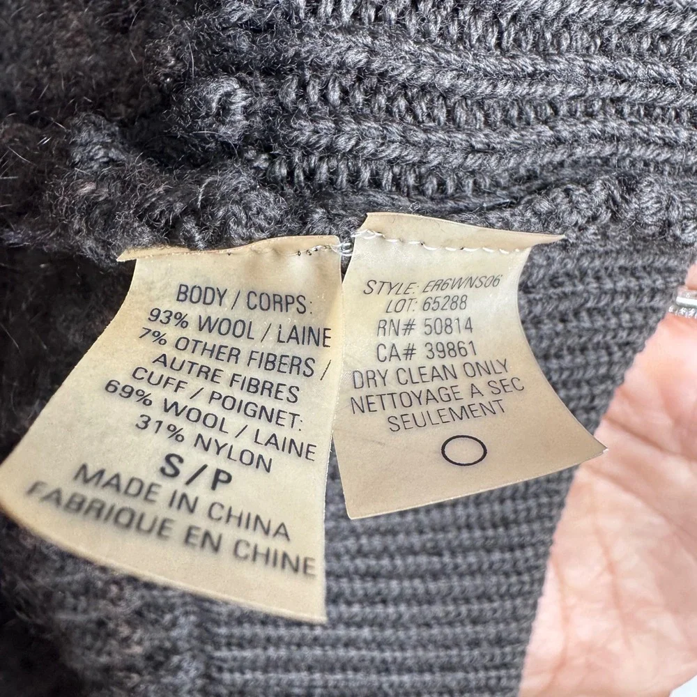 Elie Tahari Women's Twee Brown Wool Knit Cardigan Sz S‎ 1/2 Sleeve Button Front
